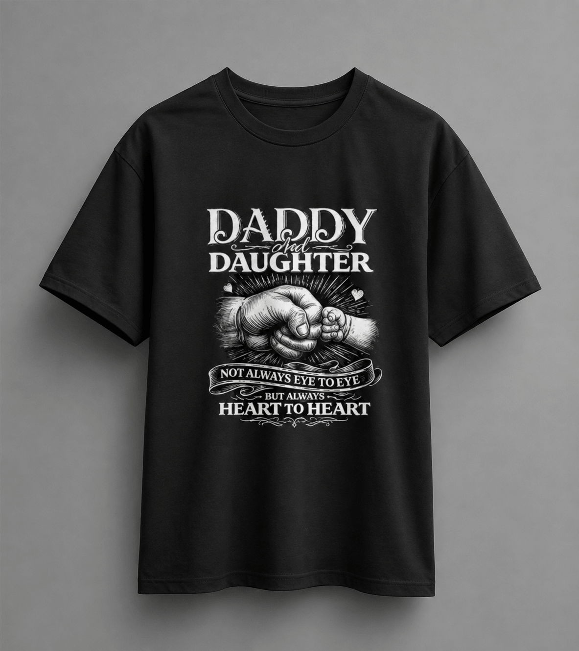 Dad Daughter "Heart To Heart" Fist-Bump Plus Size T-Shirt (Sizes S – 7XL)