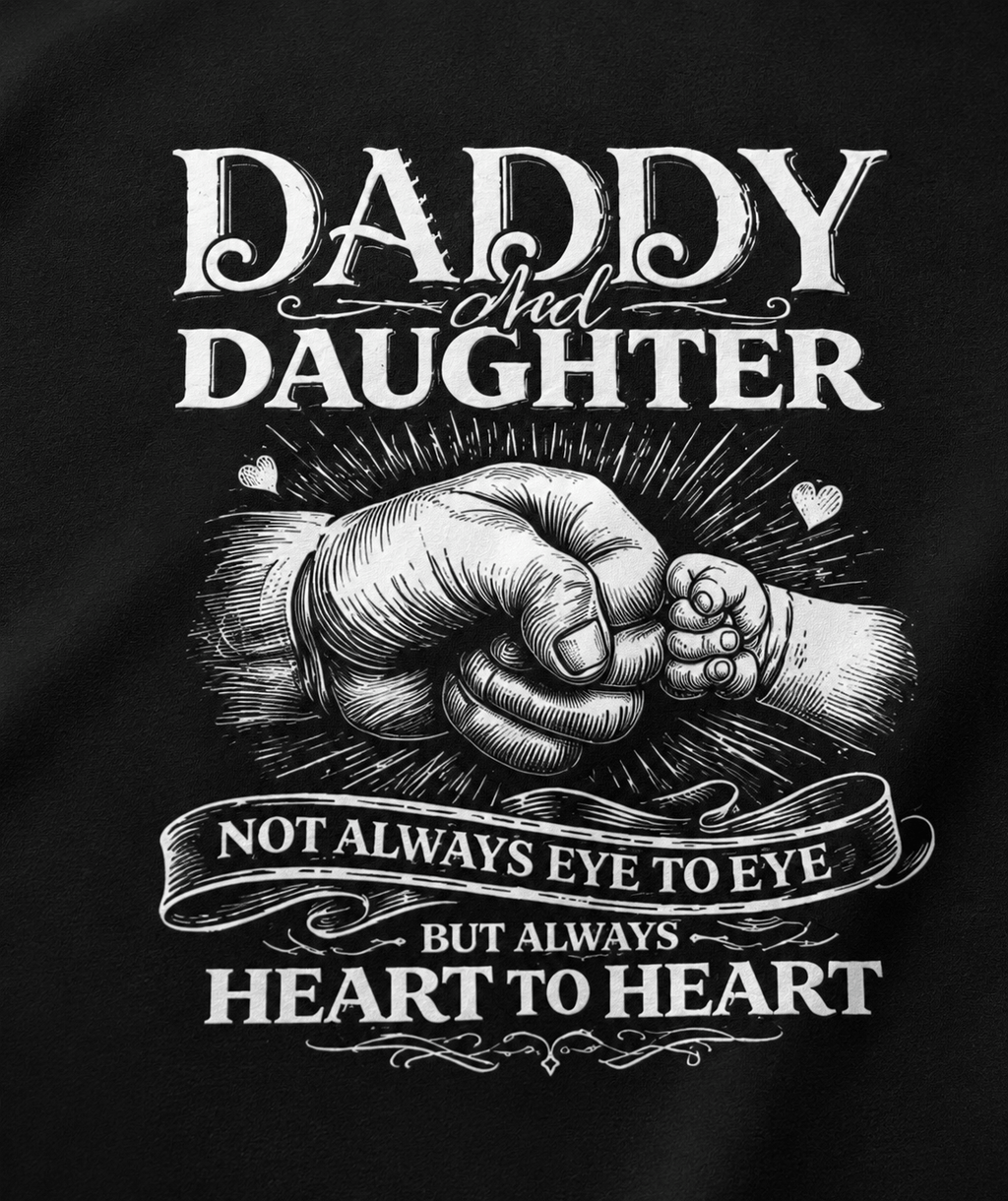 Dad Daughter "Heart To Heart" Fist-Bump Plus Size T-Shirt (Sizes S – 7XL)
