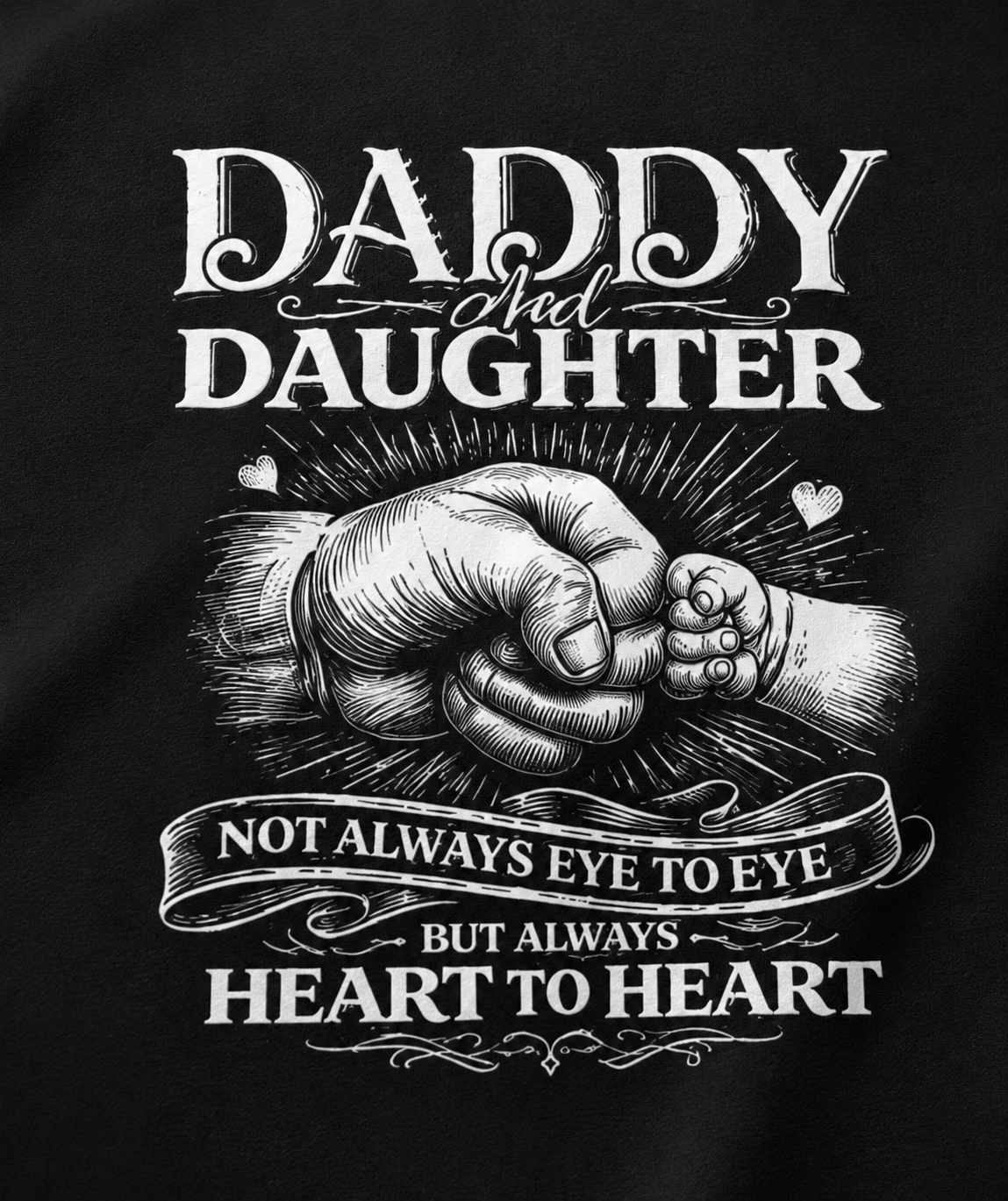 Dad Daughter "Heart To Heart" Fist-Bump Plus Size T-Shirt (Sizes S – 7XL)