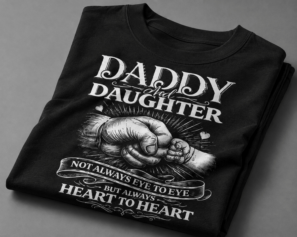 Dad Daughter "Heart To Heart" Fist-Bump Plus Size T-Shirt (Sizes S – 7XL)