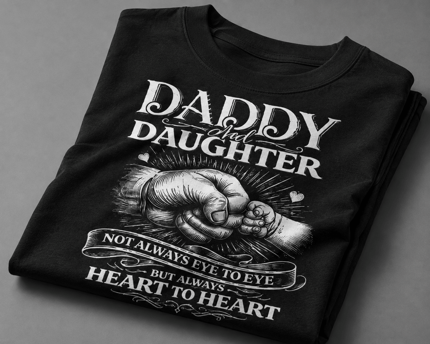 Dad Daughter "Heart To Heart" Fist-Bump Plus Size T-Shirt (Sizes S – 7XL)