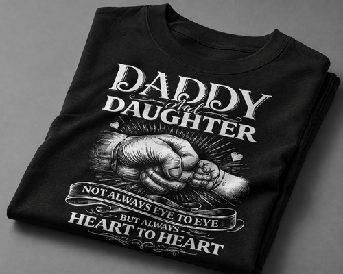 Dad Daughter "Heart To Heart" Fist-Bump Plus Size T-Shirt (Sizes S – 7XL)